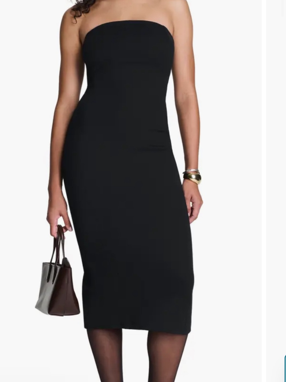 Spanx Large Regular Dress Strapless Ponte Midi Bustier in Classic Black NWT